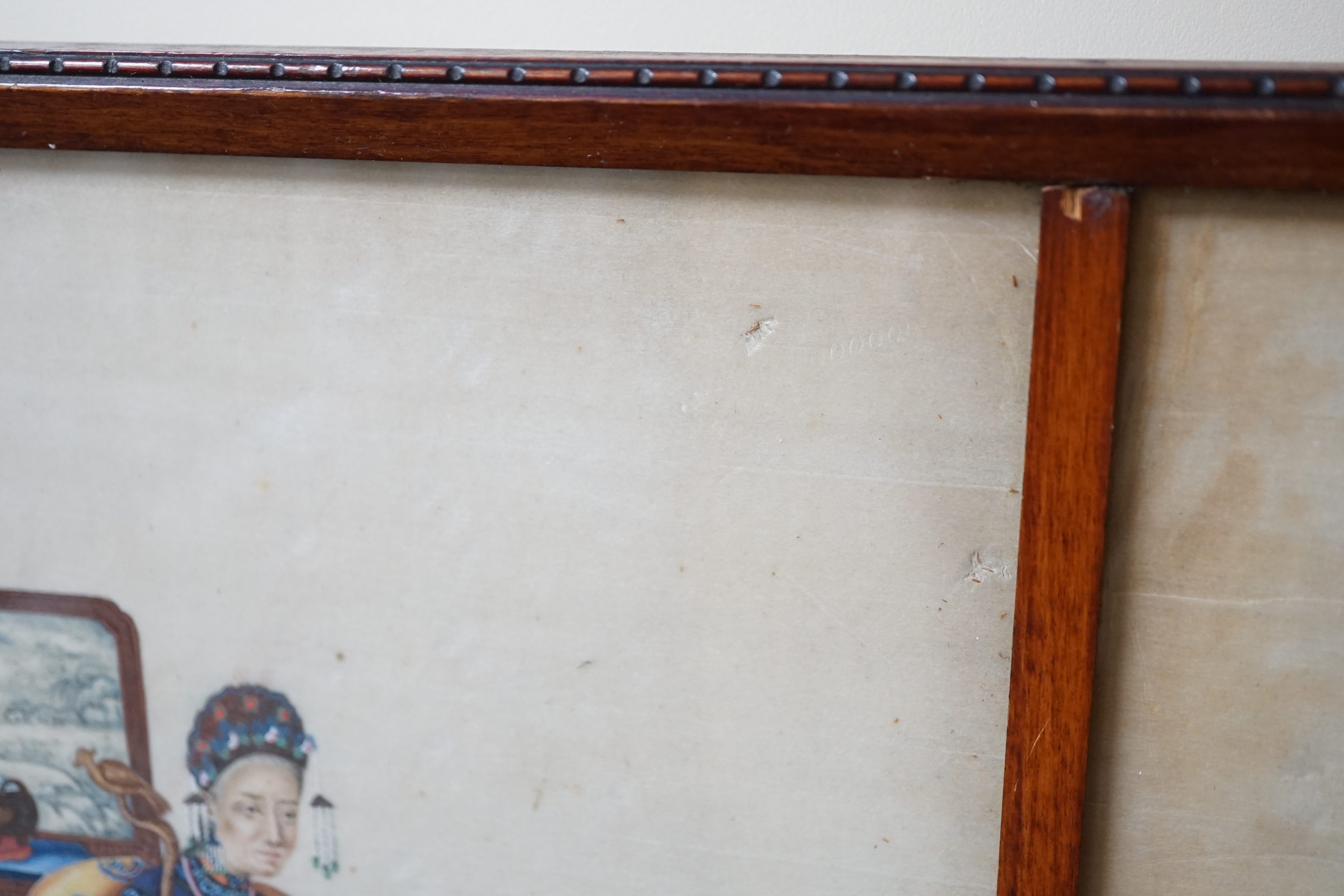 A set of eight Chinese pith paintings of an emperor and empress, court dignitaries and attendants, mid 19th century